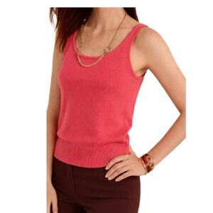 Women's Talbots Scoop Neck Sweater Tank Top Size S Coral Orange